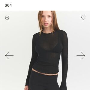 Skims ribbed long sleeve sheer top